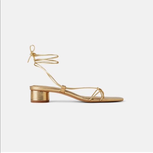 Zara heeled leather sandals with straps